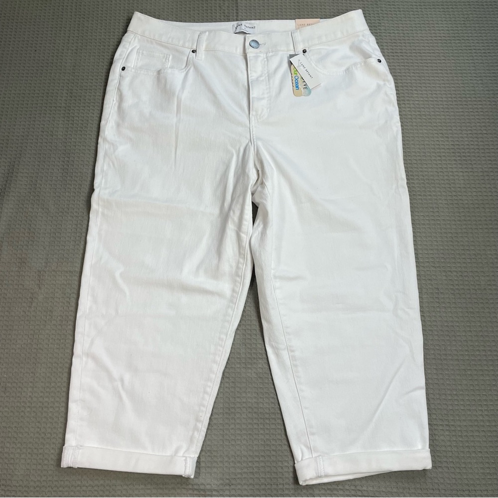 New Lane Bryant Boyfriend Capriโ Jeans 16 Womens Midrise Stretch White Signature